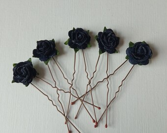 Black Rose Hair Pins Bridesmaids Bridal Wedding Party Clips Bride Flower Girl Headband Piece Birthday Party Alice band Tiara