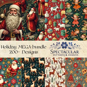 247 Christmas Fine Art Illustrated Seamless Patterns Mega Bundle – Exquisite Designs Endless Creativity 12 x 12" HD Print on Demand & More