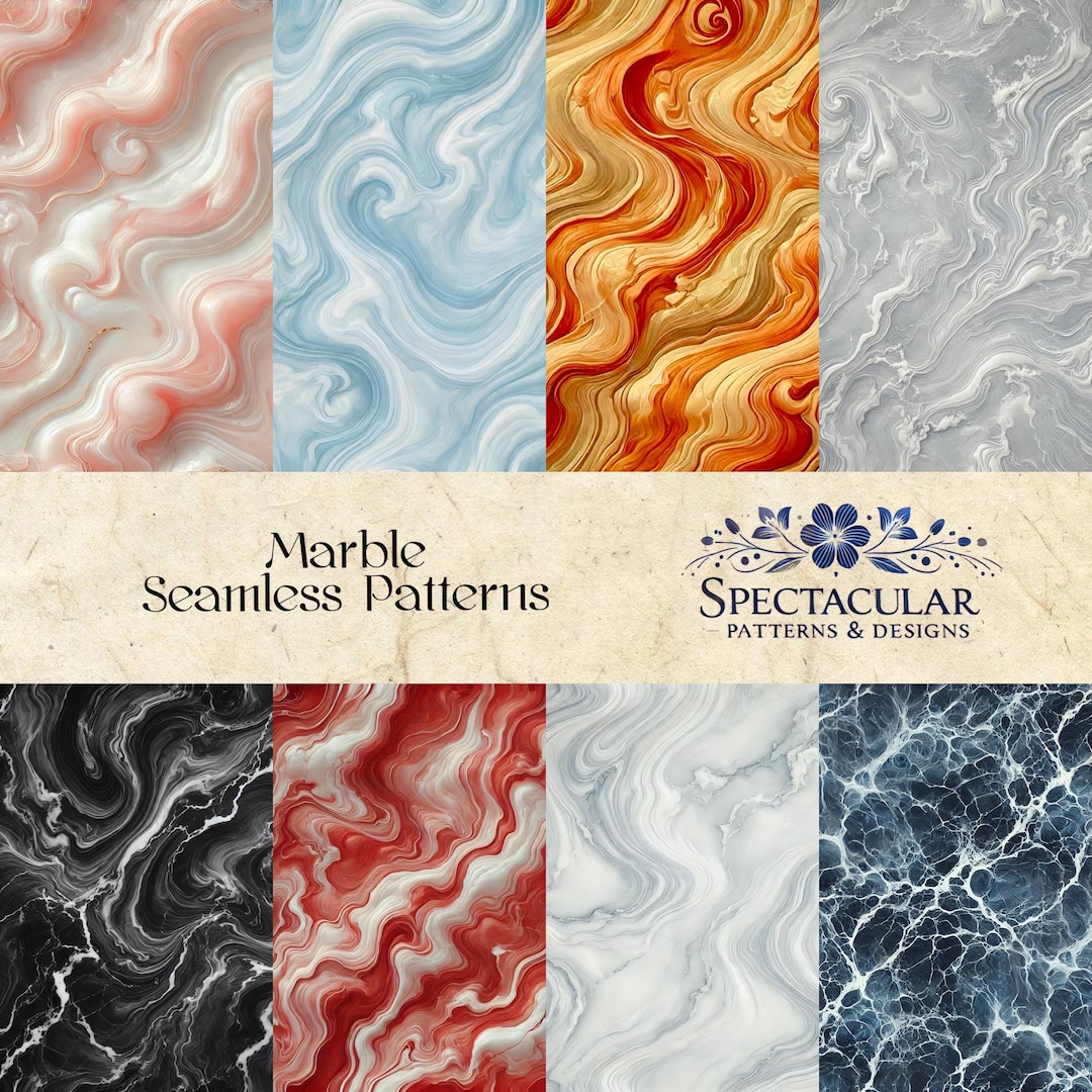 Marple Pattern Marble Seamless Pattern Pack: Elegant Fabric & Craft Designs (digital ...