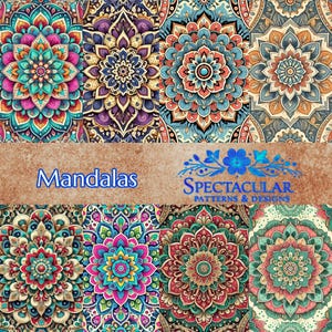 36 motivi mandala senza soluzione di continuità - Disegni digitali vivaci per artigianato, tessuti e altro - Carta da parati artistica spirituale ad alta risoluzione 12"x12" 300 DPI
