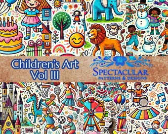 Children's Art Seamless Patterns: Playful Kids Designs (Digital Download)