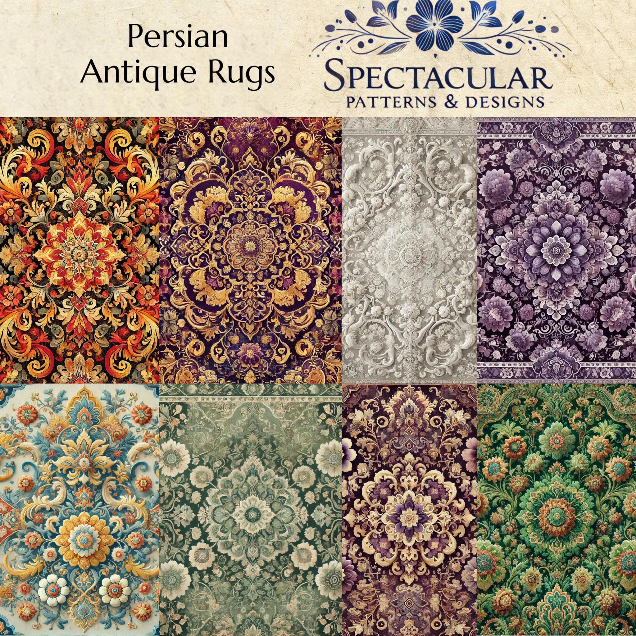 Seamless Persian Rug Patterns: Floral Fabric & Wallpaper Designs ...