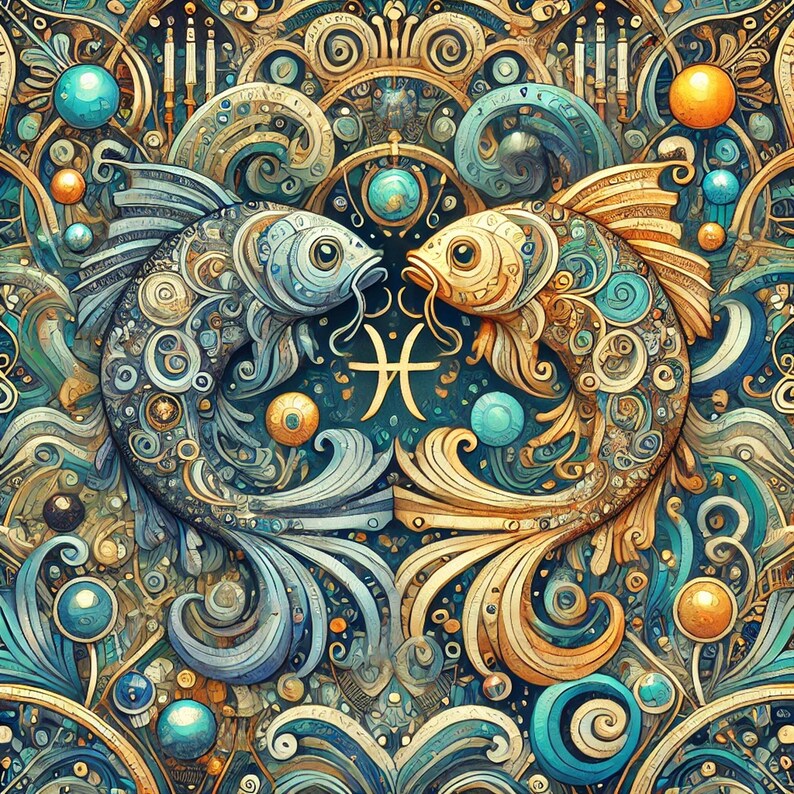 Zodiac Seamless Patterns: Ornate Astrological Art (Digital Download) image 9