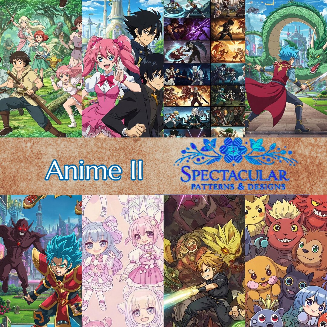 Anime Seamless Patterns: Vibrant Designs for Fabric & Crafts (digital ...
