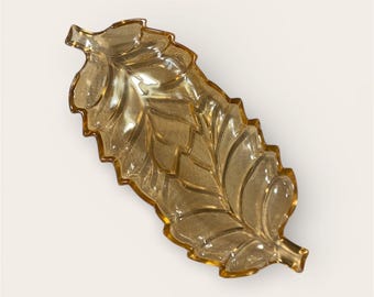 Vintage Marigold Carnival Glass Leaf Dish – Indiana Glass Loganberry Pattern