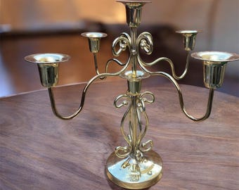 Vintage Brass Candelabra – Convertible Hollywood Regency Candle Holder