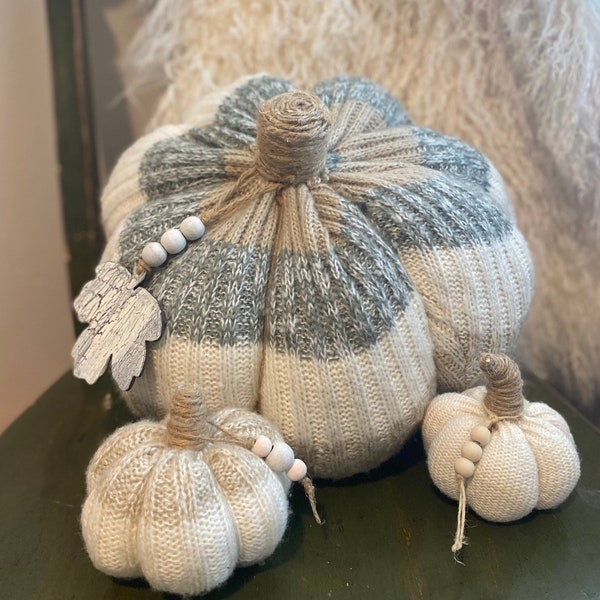 Upcycled sweater pumpkin pillow