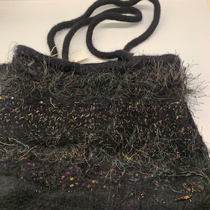 Black Felted Bag Made with Metallic and Other Novelty Fibers