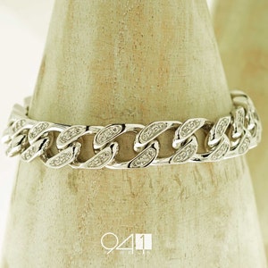9.50mm Curb Link Bracelet for Mens, Cuban link chain, Solid Silver Chain, Personalized Mens Bracelet.
