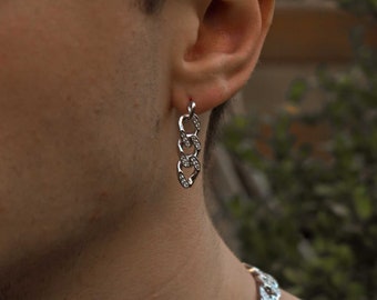 Chain Earring, Chain Link Custom Earrings,Sterling Silver Dangle Chain Earrings for Men and Women. Made in Italy