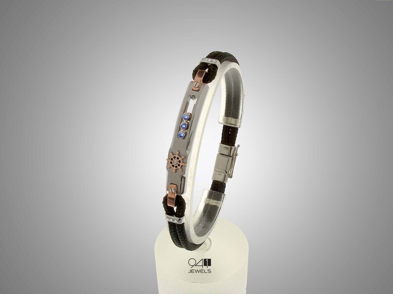 Made in Italy by 941 Jewels Unique Gifts for Men for Sailor and Nautical Lovers Personalized Bracelet Men Mens Bracelet Compass Bracelet