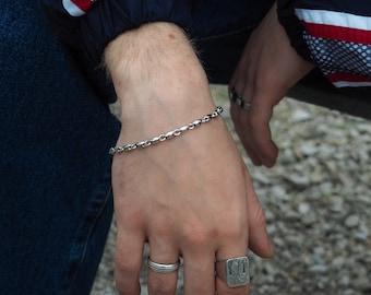 Bracelet chaîne pour homme en argent sterling, bracelet chaîne personnalisé pour homme, cadeaux pour les hommes qui ont tout, bijoux artisanaux italiens