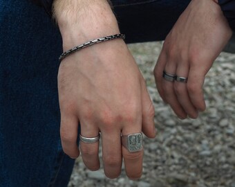 Mens Bracelet Sterling Silver Chain, Personalized Chain, Length and Color, Hand Made Italian Jewelry
