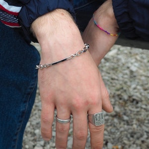 Chain Bracelet Men, Minimalist Bracelet Men in Sterling Silver, Custom Bracelet Handmade in Italy