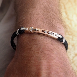 Anchor Bracelet. black nautical rope with Ct. 0,14 of diamonds, sapphires or rubies. Customized Bracelet. Best Friend Bracelet
