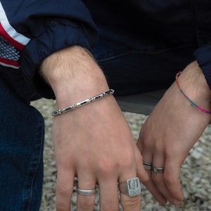Mens Bracelets Personalized, Mens Silver Chain Bracelet, Italian Men Bracelets, Unique Gifts for Him