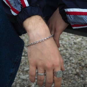 Mens 925 Silver Anchor Link Chain Bracelet - Italian Handcrafted Jewelry for Him
