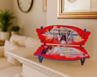 Panca commemorativa personalizzata come ricordo - Omaggio in amorevole ricordo / Decorazione da tavolo per caminetto