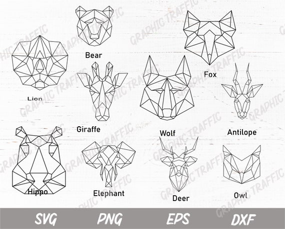 Download Geometric Animal Svg Files For Cricut Polygonal Animals Etsy