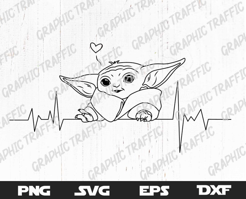 Baby Yoda Herz Diagramm SvgDatei für Cricut Valentinstag Etsy