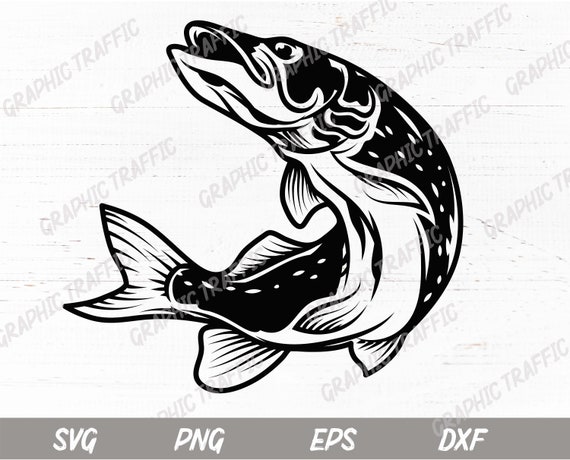 Download Fishing Svg Eps Dxf Png Pike Fish Svg Cut Files For Etsy