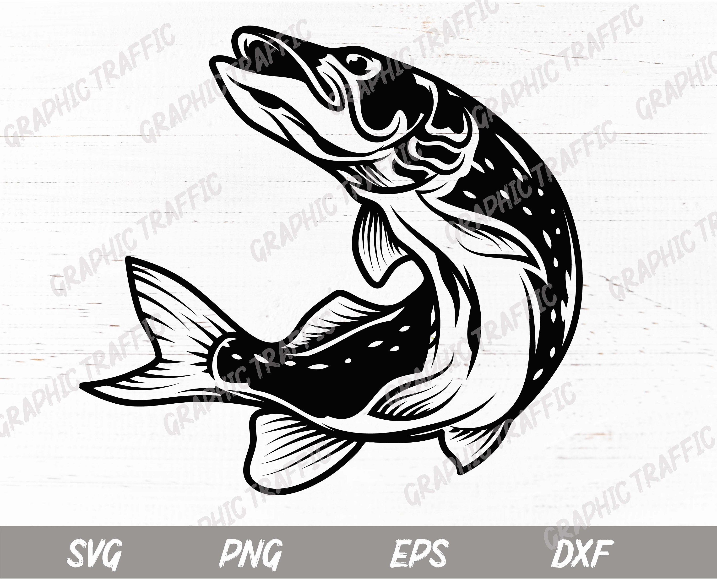 Download Fishing Svg Eps Dxf Png Pike Fish Svg Cut Files For Etsy