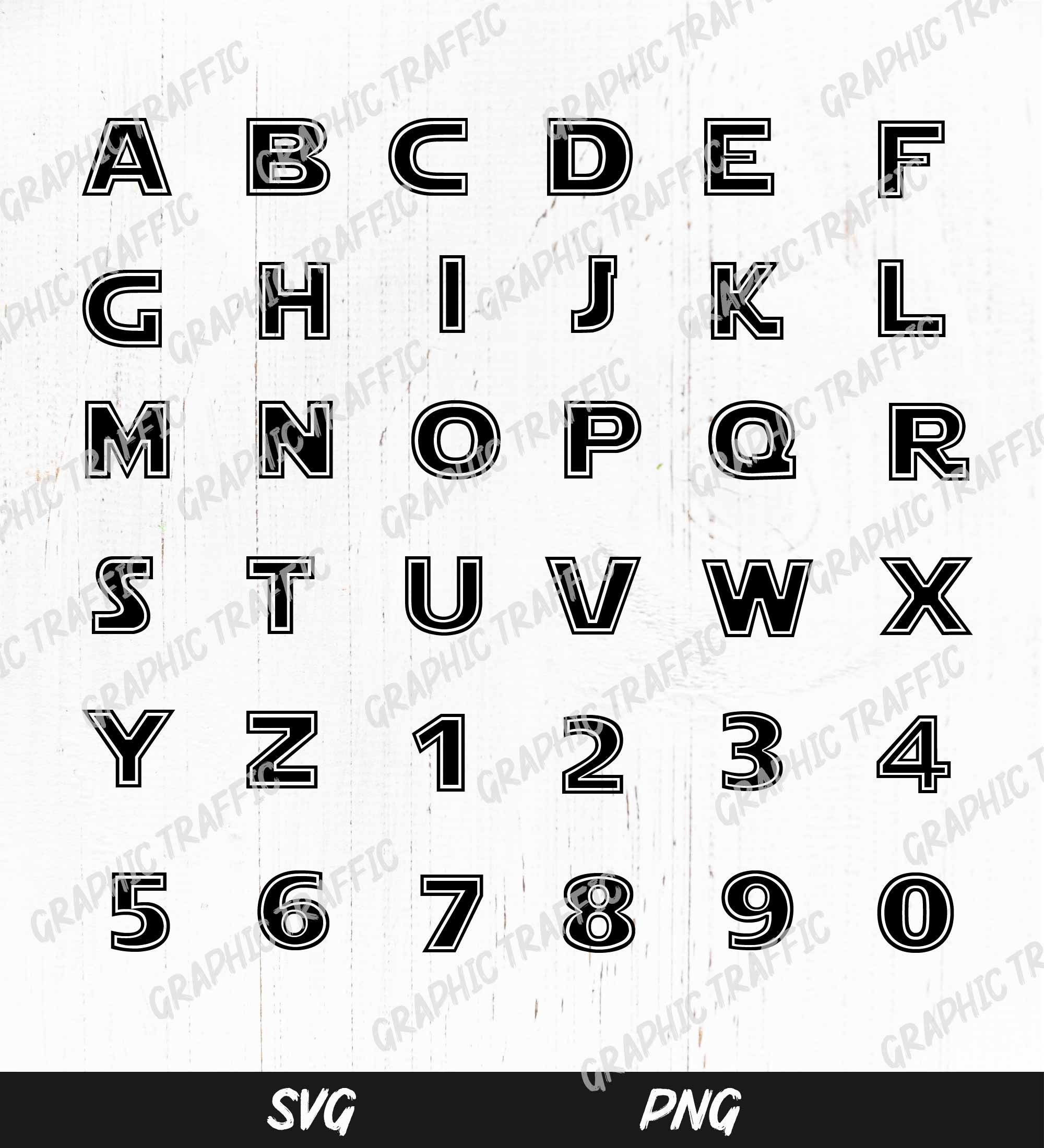 Outline font SVG files for cricut alphabet PNG outline Etsy