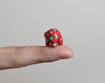 Small Clay Figurine, Cheeky Donk, Small Desk Buddy - Red and Teal (micro)