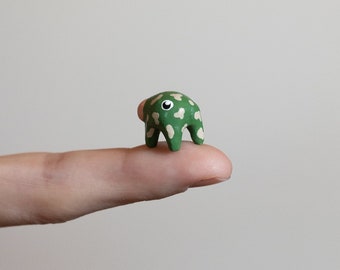 Small Clay Figurine, Cheeky Donk, Small Desk Buddy - Green and Tan (micro)