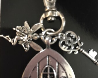 Magical FAIRY DOOR Inspired  Key Ring Keeper Bag Charm in gift bag