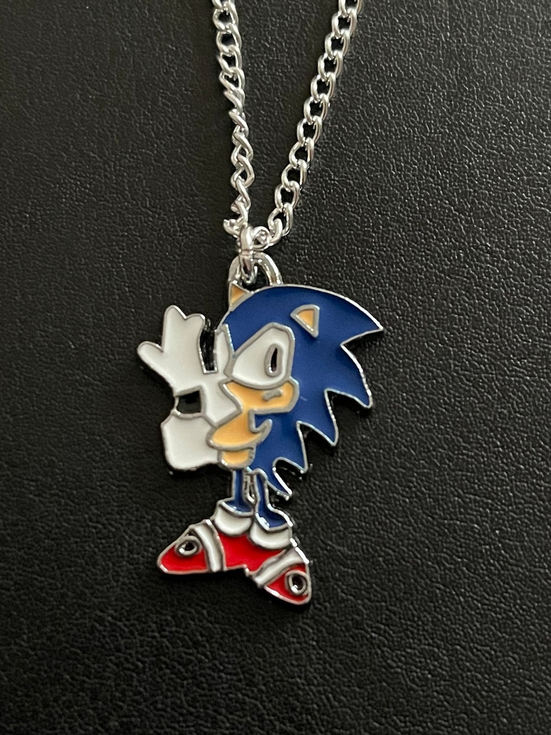 Sonic Hedgehog Necklace: Enamel Charm, Silver Plated Chain - Etsy