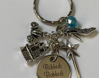BIBBIDI BIBBIDI BOO Cinderella  Key Ring Bag Charm 5 Tibetan Silver Charms Great Present in gift bag