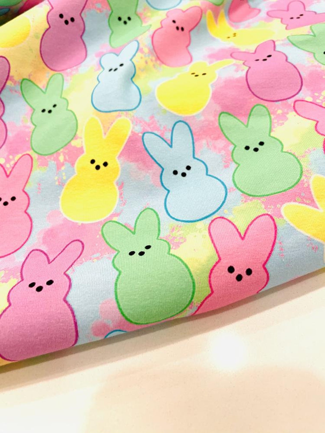 Easter Peeps cotton lycra CL custom knit 1/2 yard fabric by Etsy