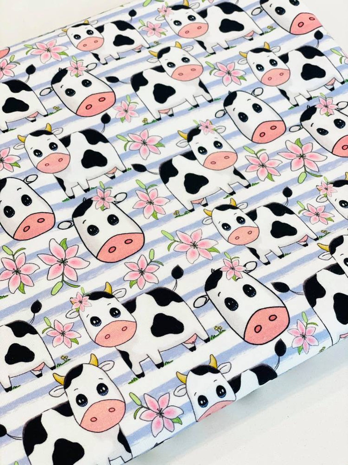 Cow cotton lycra CL custom knit 1 yard fabric by the yard free Etsy