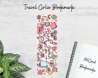 Travel Girlie Metal Bookmark | Wanderlust Bookmark | Vacation Reader Gift | Cute Travel Lover Accessory