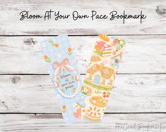 Cottagecore Metal Bookmark Set, Bloom at Your Own Pace, Cozy Kitchen Bookmark, Cute Book Lover Gift, Soft Aesthetic Reader Gift