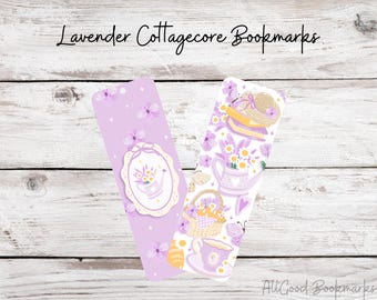Metal Lavender Cottagecore Bookmark | Floral Tea Cup Bookmark | Purple Aesthetic Bookmark | Cute Reader Gift | Cottagecore Book Lover Gift
