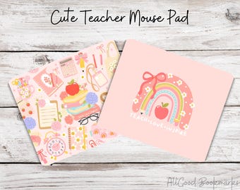 Teacher Mouse Pad | Cute Teacher Desk Decor | Teach Love Inspire Design | Pastel Classroom Accessory Gift
