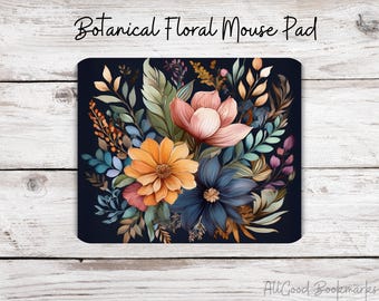 Floral Mouse Pad Desk Accessory | Botanical Flower Mouse Pad | Cozy Desk Decor | Gift for Book Lovers & Teachers