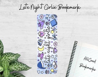 Late Night Girlie Metal Bookmark | Night Reader Gift | Moon Star Bookmark | Cozy Reading Accessory