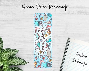 Ocean Girlie Metal Bookmark | Beach Bookmark | Sea Life Bookmark | Dolphin Ocean Gift | Summer Reading Bookmark