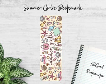 Summer Girlie Metal Bookmark | Beach Reader Bookmark | Coastal Book Lover Gift | Cute Summer Reading Accessory