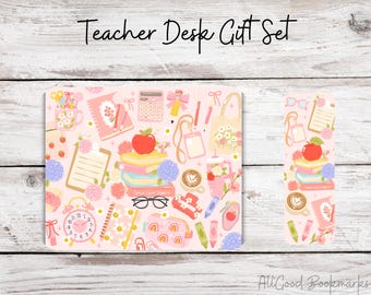 Teacher Desk Gift Set | Mouse Pad and Metal Bookmark | Teacher Appreciation Gift | Back to School Teacher Gift | Classroom Desk Decor