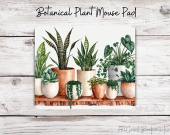 Botanical Plant Mouse Pad | Greenery Desk Accessory | Indoor Plant Decor | Neutral Office Mousepad | Gift for Plant Lover