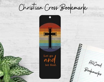 Christian Cross Metal Bookmark – “Let Go and Let God” Faith Gift for Readers