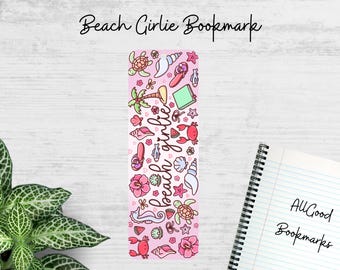 Beach Girlie Metal Bookmark | Coastal Reader Gift | Cute Summer Bookmark | Pink Ocean Book Lover Accessory