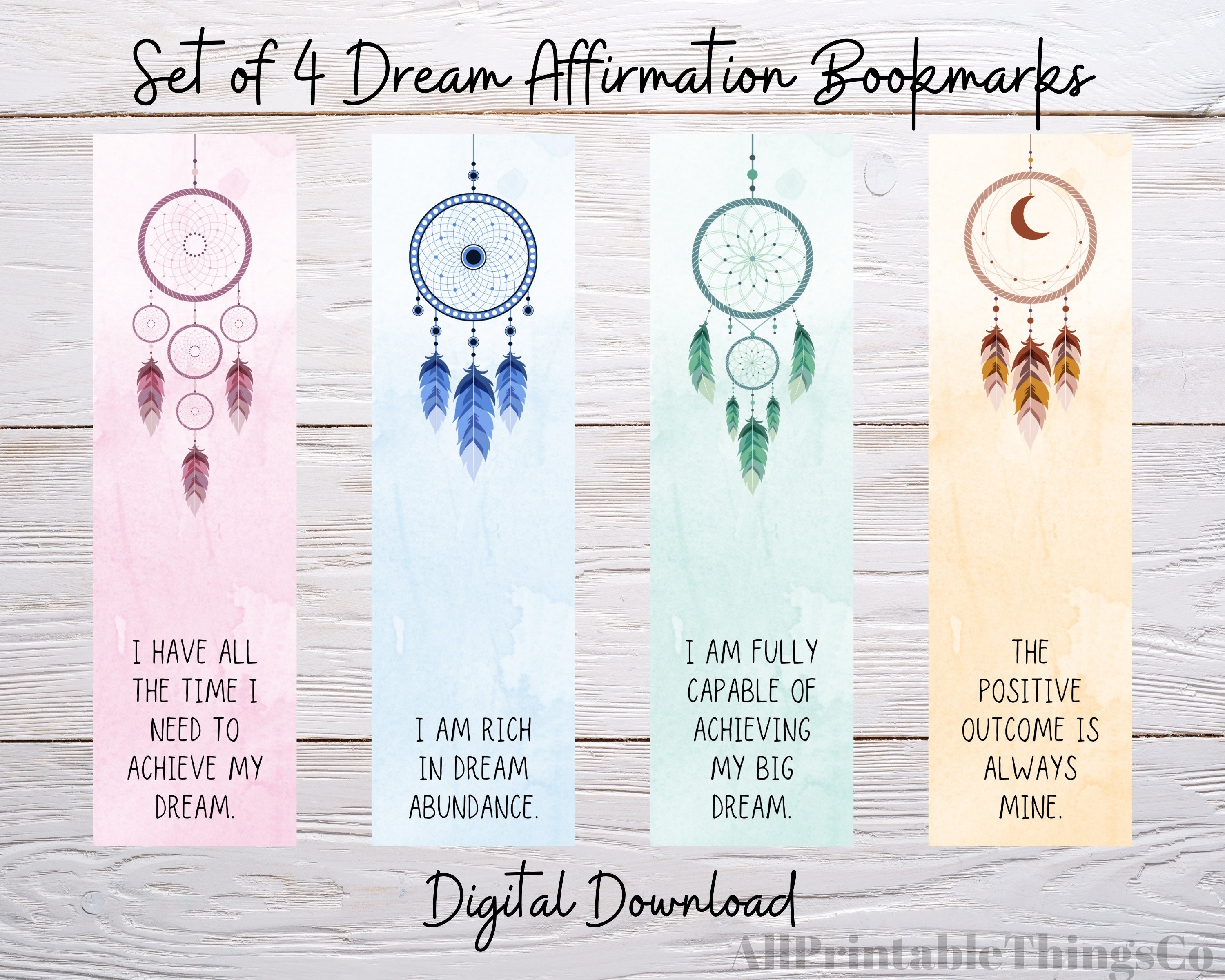 Watercolor Bookmarks Dreamcatcher Bookmarks Printable | Etsy