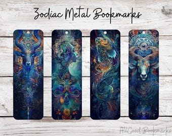 Metal Zodiac Bookmark | Astrology Book Lover Gift | Celestial Art Bookmark | Horoscope Reader Gift | Fantasy Zodiac Art