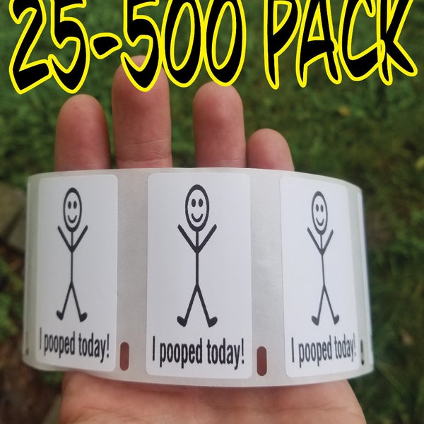 I POOPED TODAY happy guy 25-1000 Pack Stickers Gag prank sticker decal meme hard hat bulk lot decal