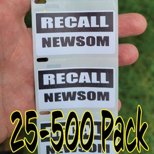 RAPPEL NEWSOM 25-500Pack Stickers en vrac Autocollant en papier autocollant autocollant autocollant étiquette cali gavin californie